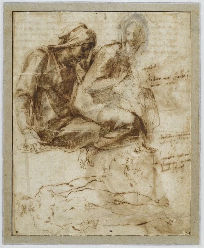 Studio della Vergine, l'infante e Anna